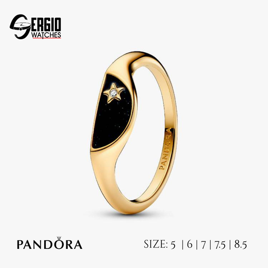 Pandora ME Halved Enamel Signet Ring | 14k Gold plated