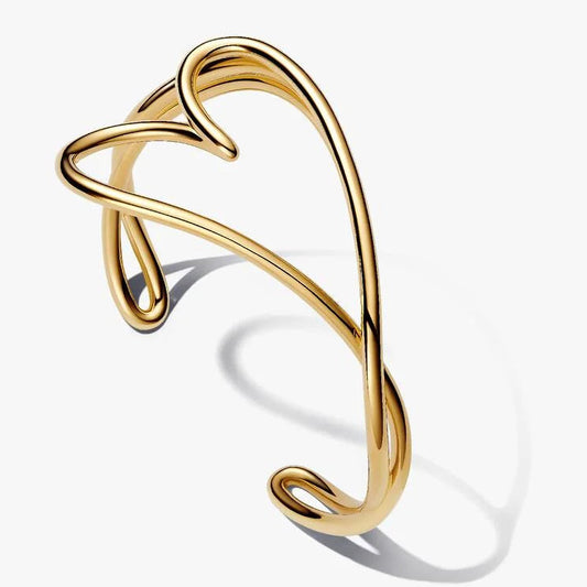 Pandora Organically Shaped Heart Bangle | 14k Gold plated