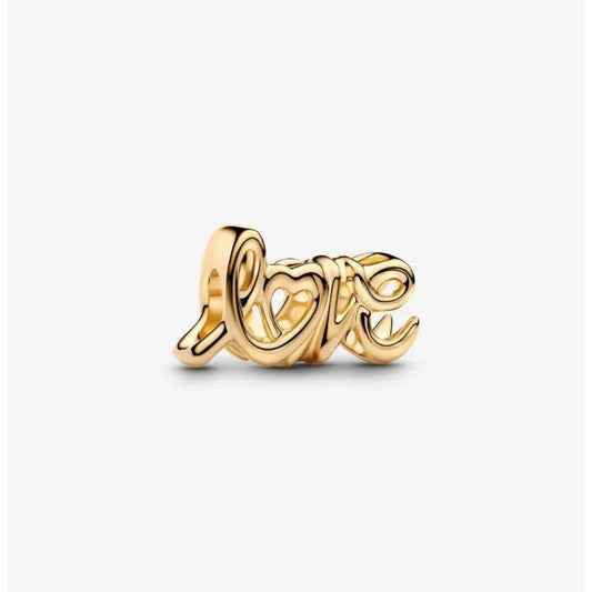 Pandora Moments Handwritten Love Charm | 14k Gold plated