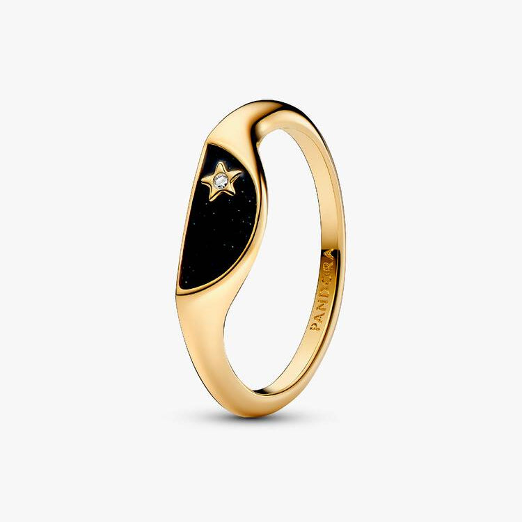 Pandora ME Halved Enamel Signet Ring | 14k Gold plated