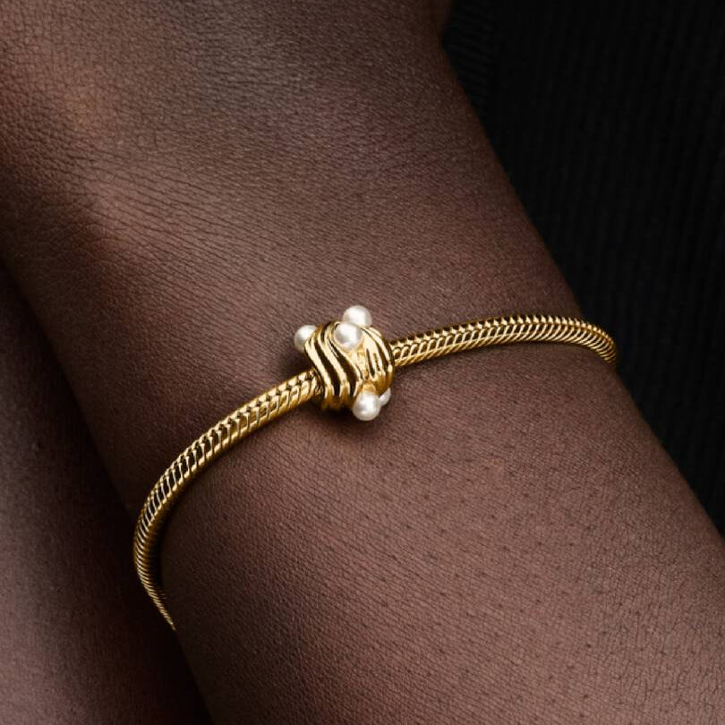 Pandora Moments Abstract Waves Charm  | 14k Gold plated