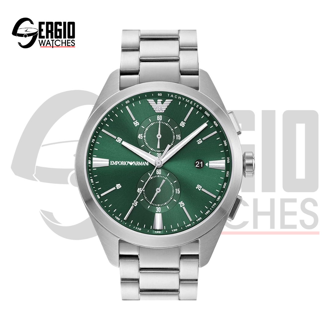 Emporio Armani Mario Chronograph Silver Emerald