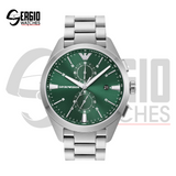 Emporio Armani Mario Chronograph Silver Emerald