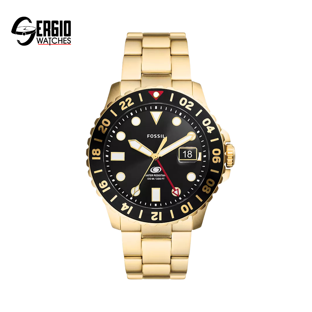 Fossil Blue GMT Gold-Tone Stainless Steel