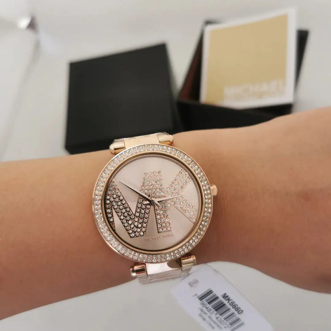 Michael Kors Oversized Pavé Logo Rose Gold