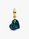 Pandora Opalescent Green Heart Dangle Charm  | 14k Gold plated
