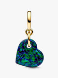 Pandora Opalescent Green Heart Dangle Charm  | 14k Gold plated
