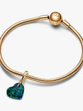 Pandora Opalescent Green Heart Dangle Charm  | 14k Gold plated