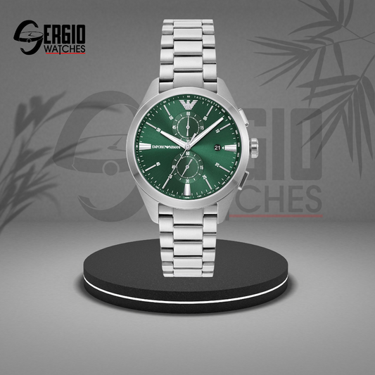 Emporio Armani Mario Chronograph Silver Emerald