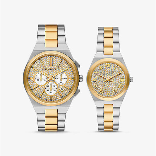 Michael Kors Lennox His and Hers Pavé Two-Tone Watch Set