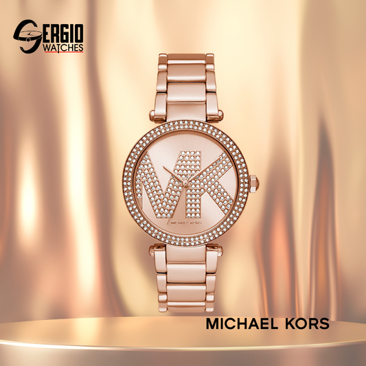 Michael Kors Oversized Pavé Logo Rose Gold