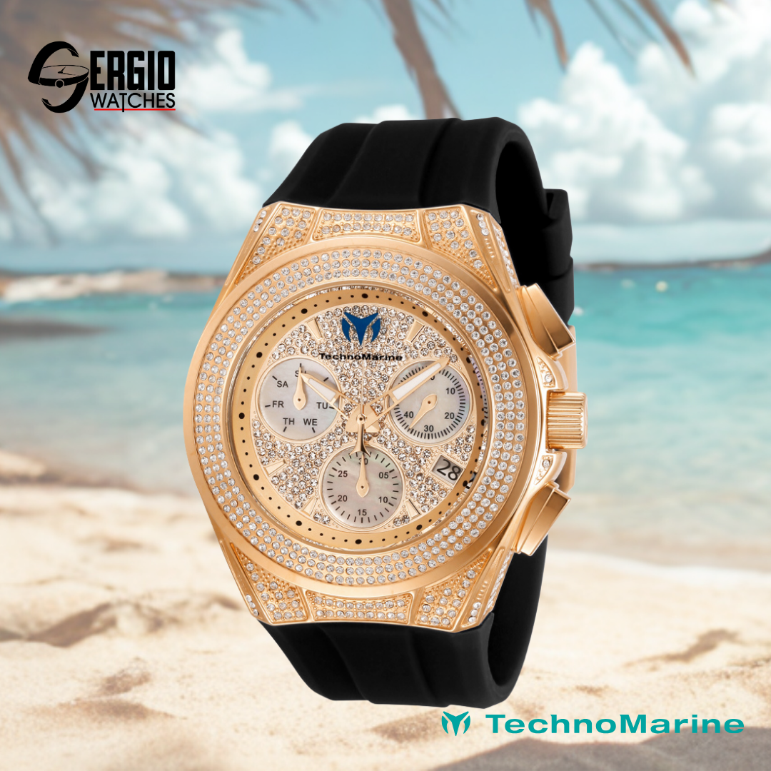 TechnoMarine Cruise Diva Pave Gold Rose