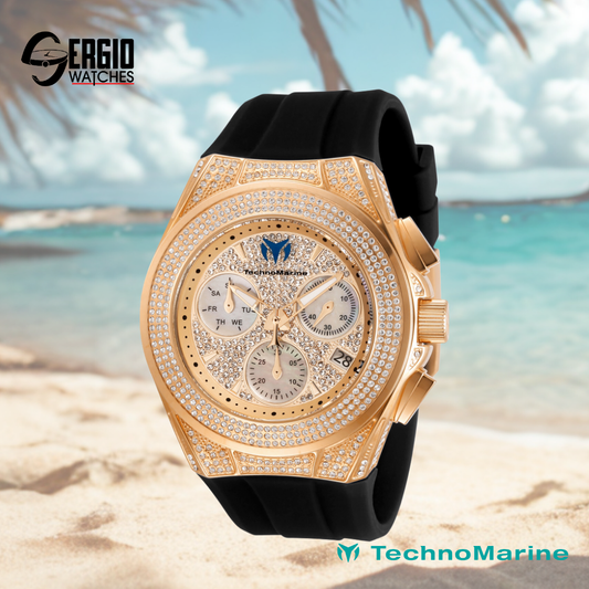 TechnoMarine Cruise Diva Pave Gold Rose