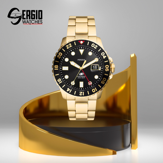 Fossil Blue GMT Gold-Tone Stainless Steel